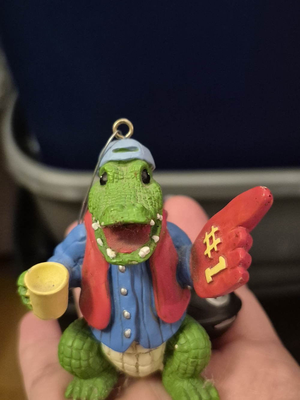 Green Gator Reptile Ornament with Red Foam #1 Finger tailgate grill theme